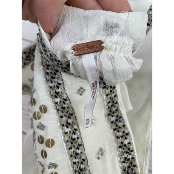 Free People Camille Embroidered Bead Crop NWT XS - Picture 7 of 7